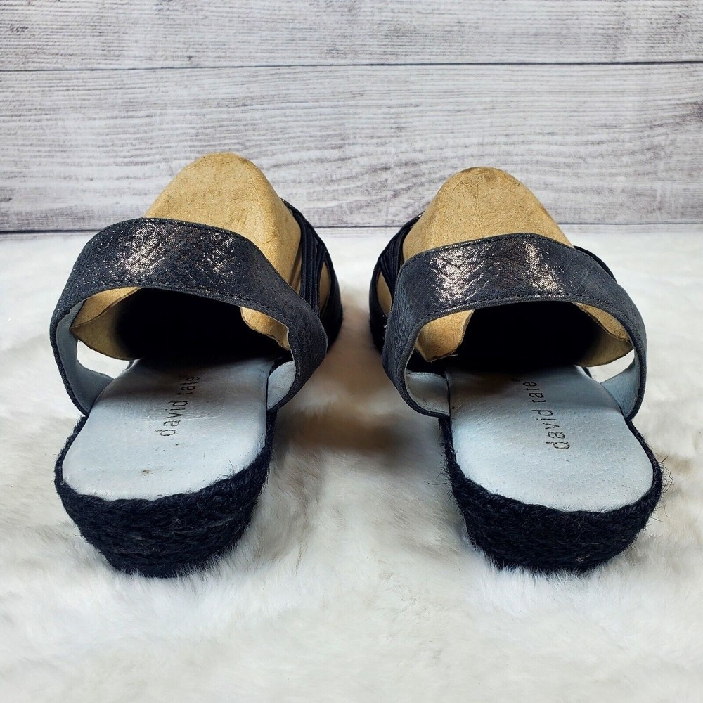 David Tate Womens June Leather Metallic Slingback Sandals Shoes - Picture 3 of 9
